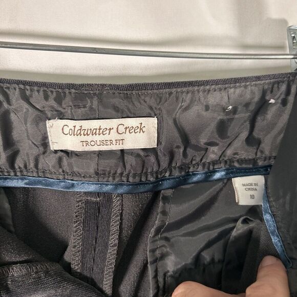 Coldwater Creek Plush Pants Women's 10 Grey Satin Trouser Fit High Rise - Picture 6 of 9